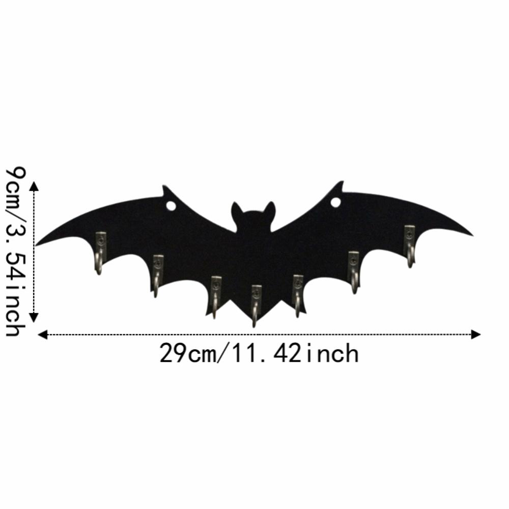Retro Platzsparender Organizer Kleiderbügelständer Halloween Gotischer Schlüsselhalter Holzfledermaus Wandhaken Eingangsbereich