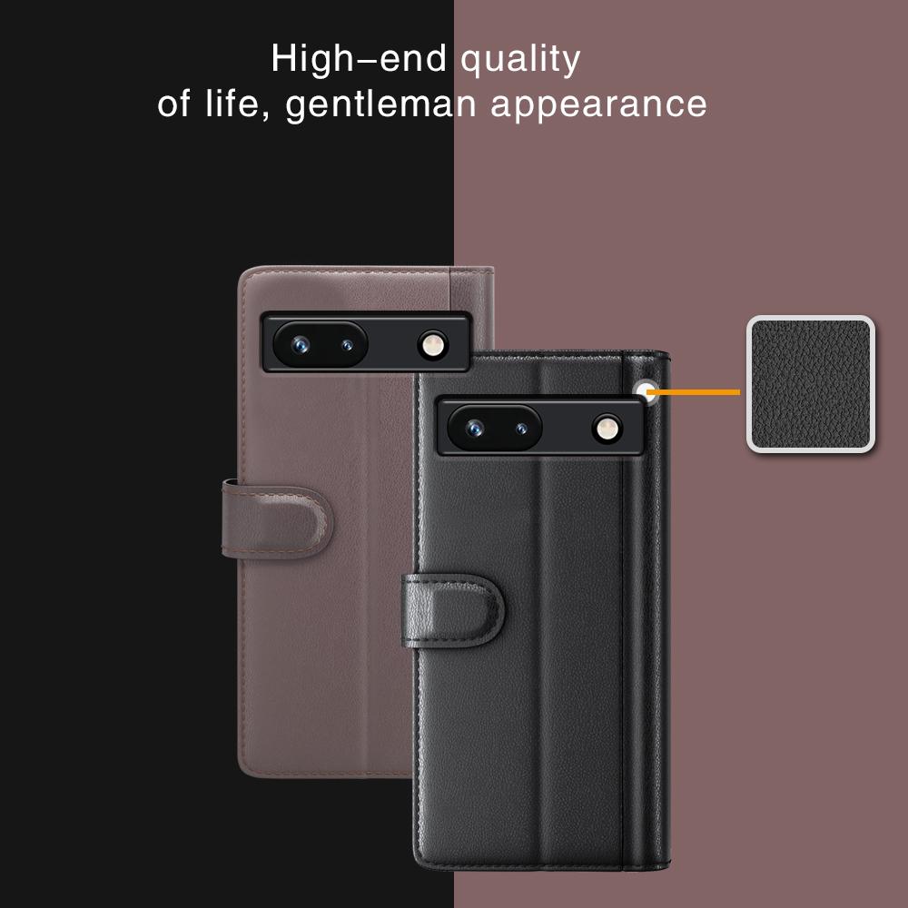 For Google Pixel 7a Genuine Cow Leather Shockproof Phone Case Folding Stand Wallet Protective Cover