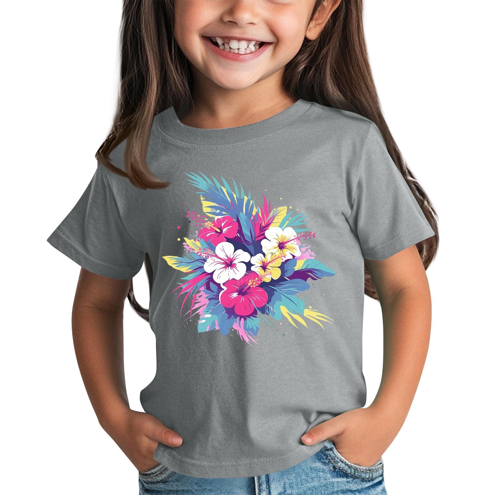 

Дитяча мода Повсякденний топ-футболка з коротким рукавом та круглим вирізом з принтом 160