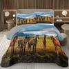 Running Wild Horses Print Quilted Bedspread Coverlet 2/3-Piece Rustic Bedding Set Reversible Lightweight Quilt Set Queen/Full