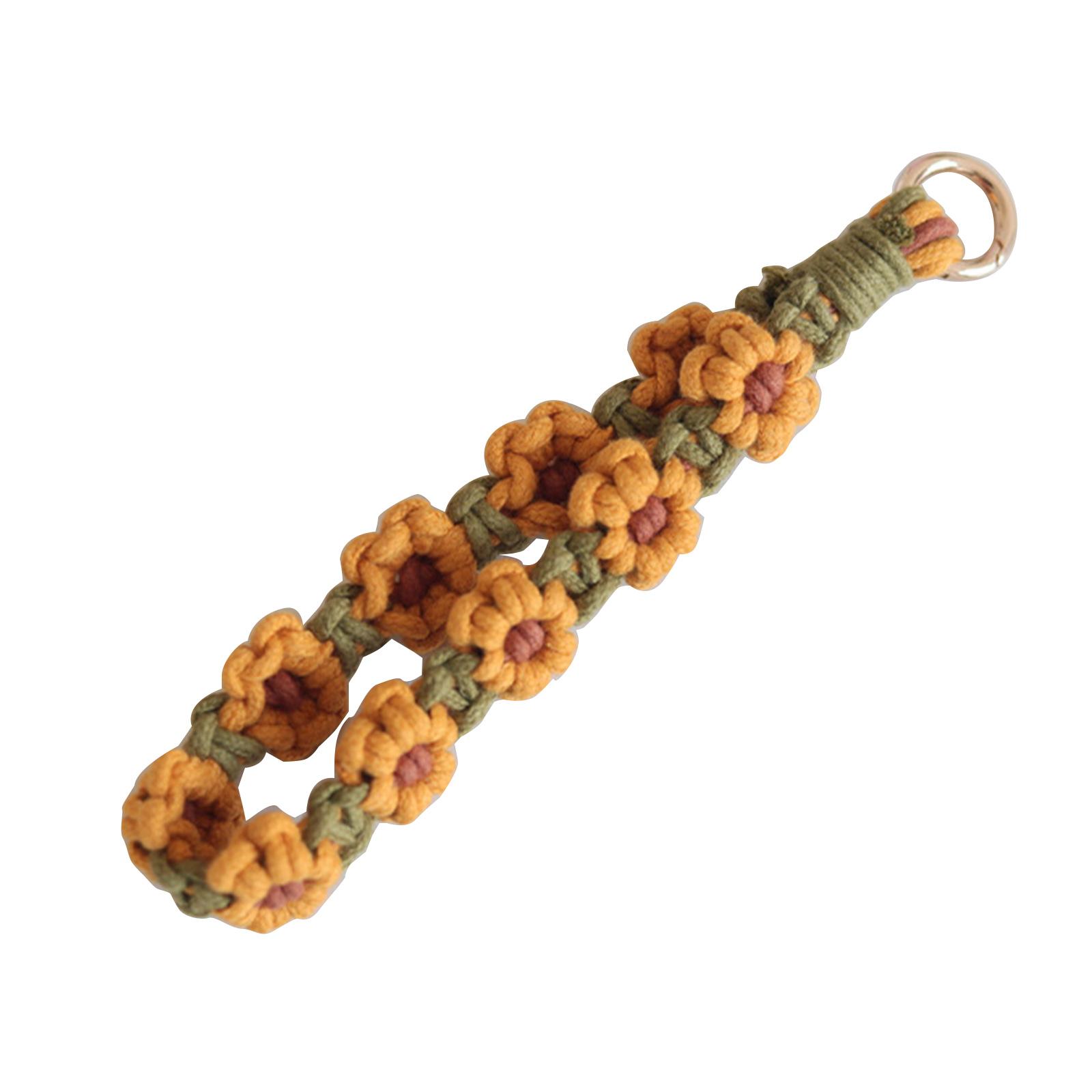 

Макраме Цветок Браслет-брелок Ремешок для ключей Ремешок на запястье Браслет Брелок Пасхальные подарки Брелок Декор для вечеринки жёлтый