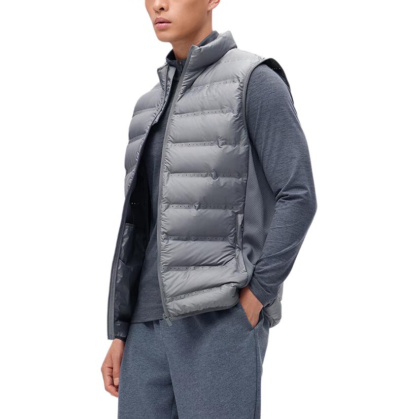 SAUCONY Solid Color Casual Zip Collar Vest Men Vests Light-Gray SC2249115A-MT06