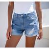 Women's High Waist Ripped Denim Shorts Distressed Rolled Hem Summer Casual Jean Shorts