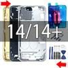 Estrutura Central do Corpo Para iPhone 14 14 Plus, Chassi de Substituição Com Bandeja de Cartão SIM, Botões Laterais, Adesivo da Bateria e Vedação da Tela