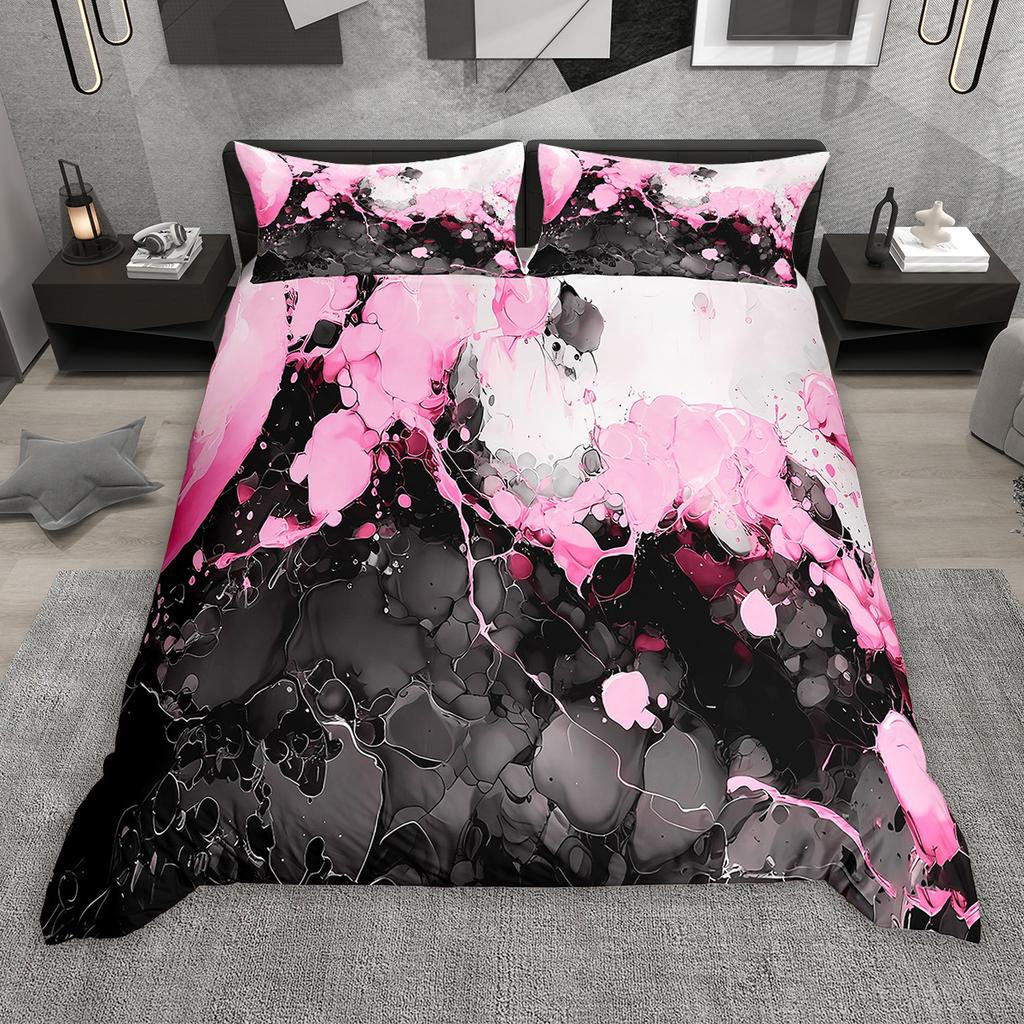 Homewish Geometric Stripes Duvet Cover Set 2Pcs/3Pcs Vintage Oil Painting Bedding Set Aesthetic Brush Strokes Comforter Cover