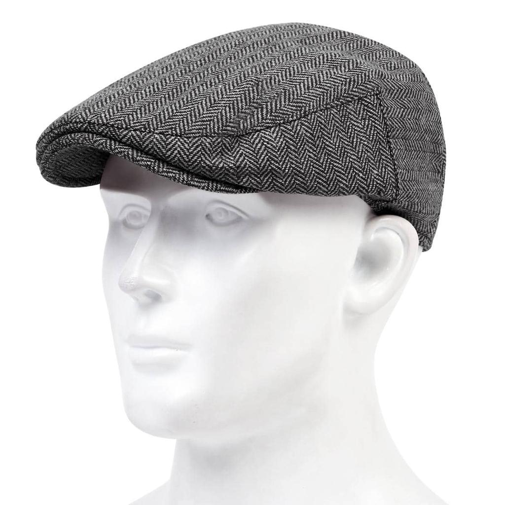 Herringbone Grid Style Beret Hat Fashion Outdoor Windproof and Cold Proof Hats Unisex Warm Cap Newsboy Caps