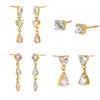 Ins Retro Long Water Drop Love Zircon Pendant Earrings Stud Earrings Women's Plated 18k Gold Fashion Light Luxury Earrings