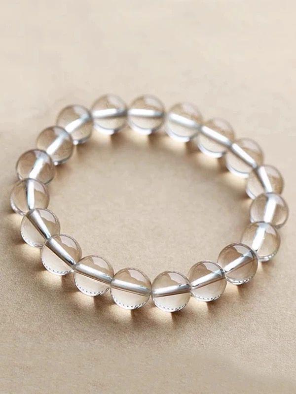 Unisex Fashionable White Crystal Prayer Beads Bracelet - Versatile Cool Glass Rosary Gift Beads ~6mm
