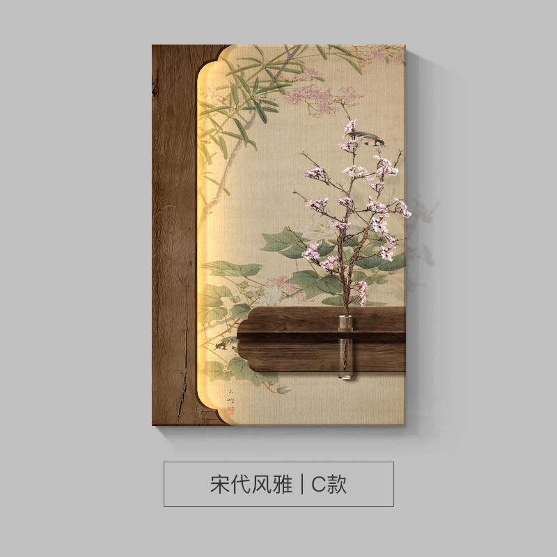 Zen-Style Lotus Decorative Painting - New Chinese Artwork for Living Room & Corridor Walls, Tea Room Ambiance Wall Art 60-80CM
