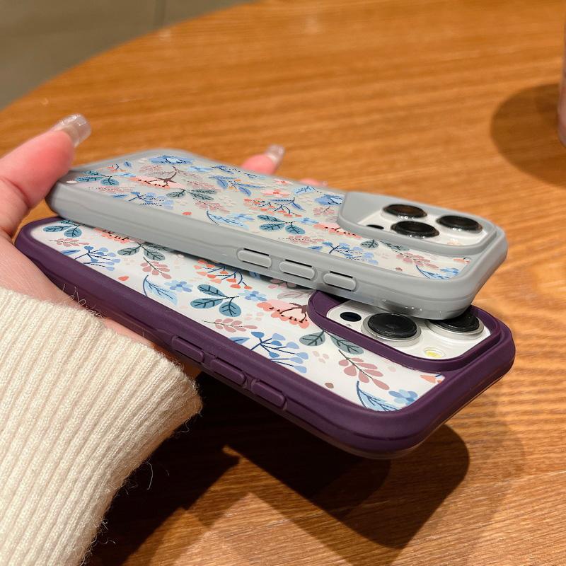 Shockproof Slim Hybrid Acrylic Phone Case for iPhone 15 Pro Max 14 Plus 13 Transparent Colorful Flower Soft Edge Cover