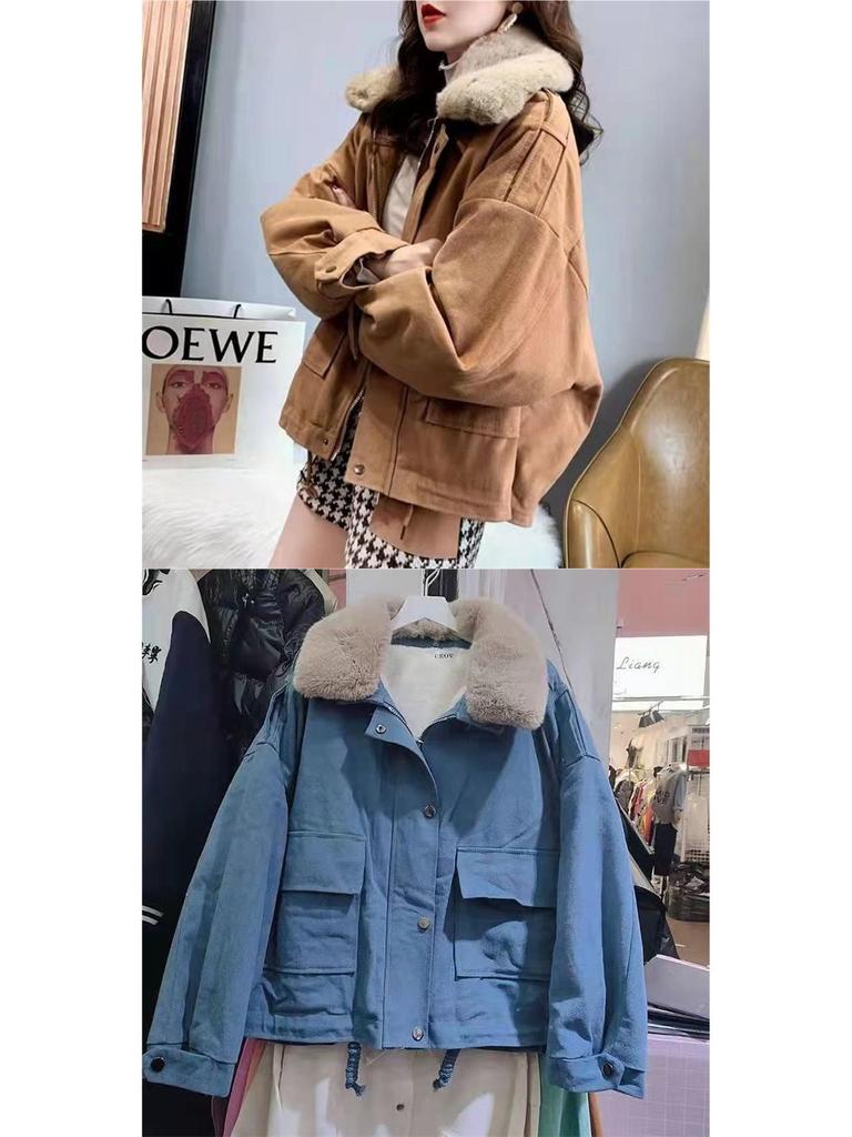 Petite Women's 2025 Winter Parka: Fleece-lined, Thickened Cotton Jacket with Fur Collar