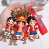 One Piece Monkey D. Luffy Multi Expression 3D Silicone Keychain Set Straw Hat Pirate Anime Character Bag Charm Backpack Pendant