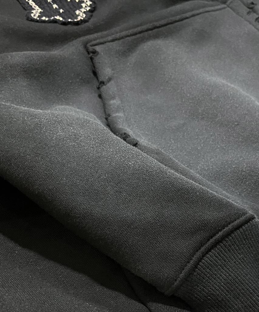 Sk8Er Rock Kreuzstich Grunge Kapuzenpullover mit Reißverschluss ((Schwarz))