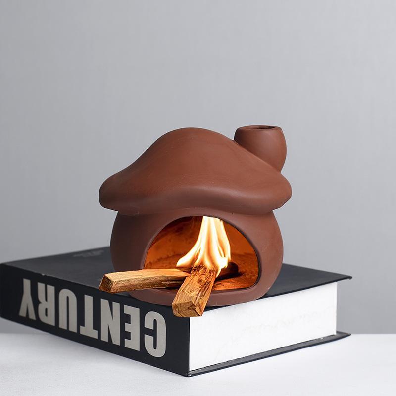 Mushroom House Ceramic Aroma Burner & Candle Holder for Palo Santo and Sage