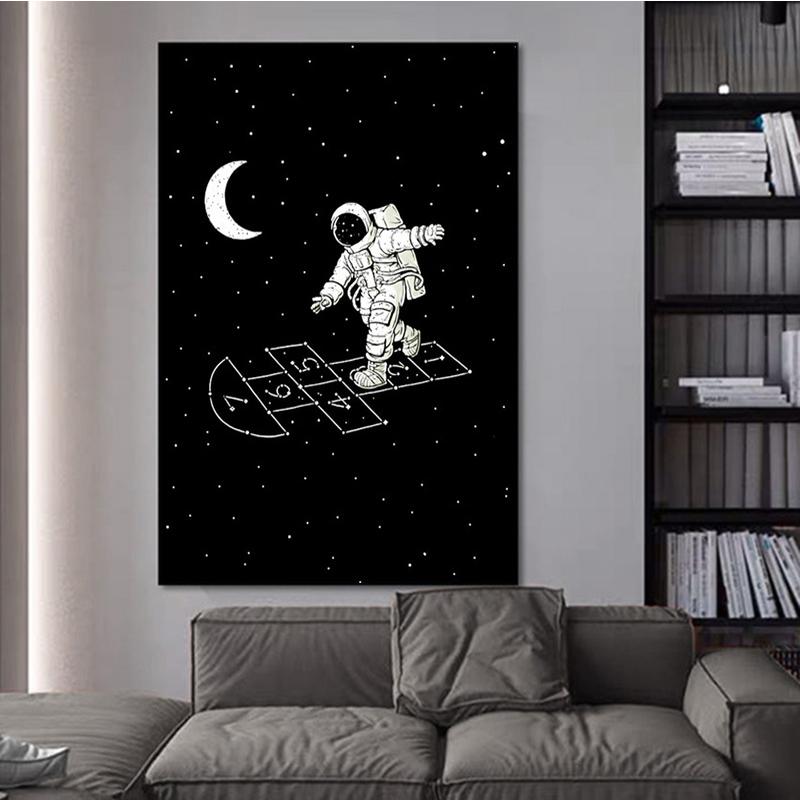 

Абстрактная картина «Космонавт и Вселенная», настенная живопись на холсте, плакаты на скандинавскую тему и принты для декора гостиной, без рамки 21*30cm