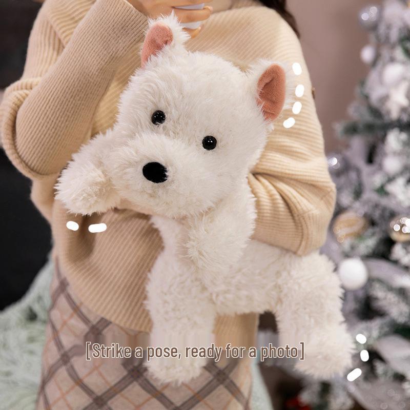 Adorable West Highland White Terrier Plush Puppy Doll - Sleeping Girl Figurine Toy, Perfect Birthday Gift