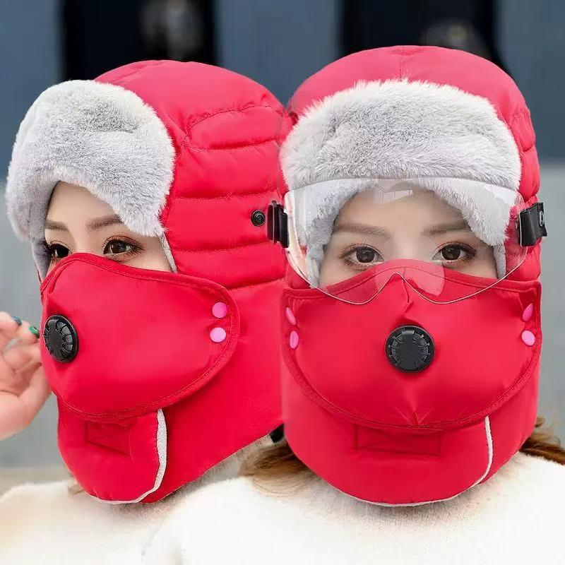 Winter Warm Windproof Beanie Hat With Detachable Goggles Skiing Cycling Outdoor Use Unisex