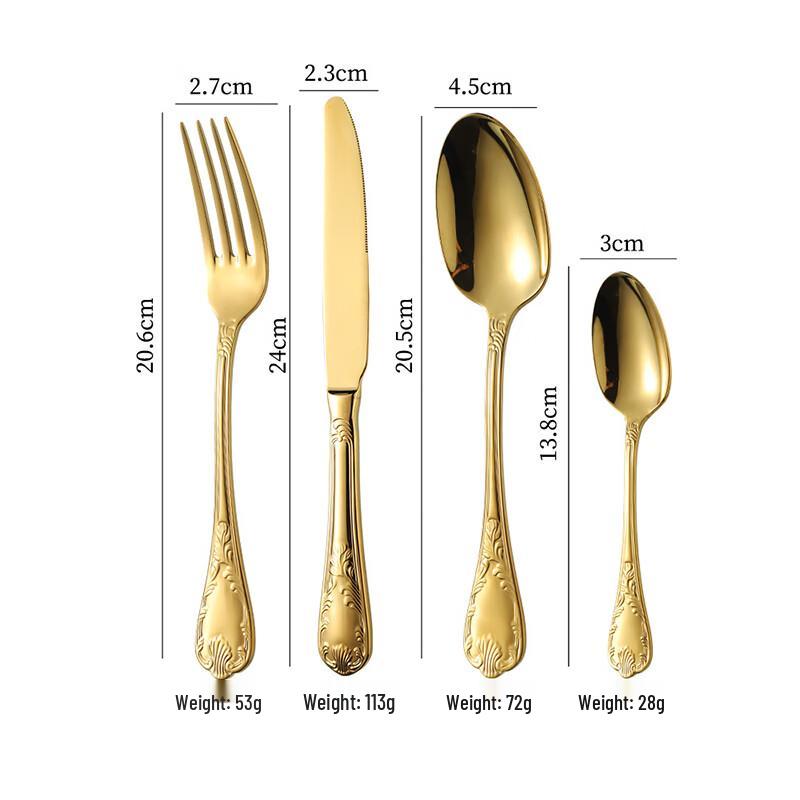 Gold Embossed Dinner Cutlery Set