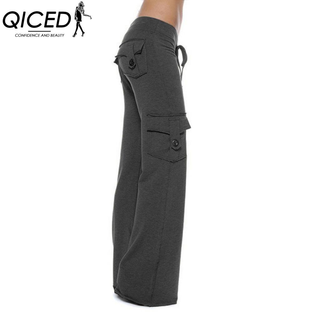 QICED Women's Fashion Casual Solid Color Print Pants & Capris