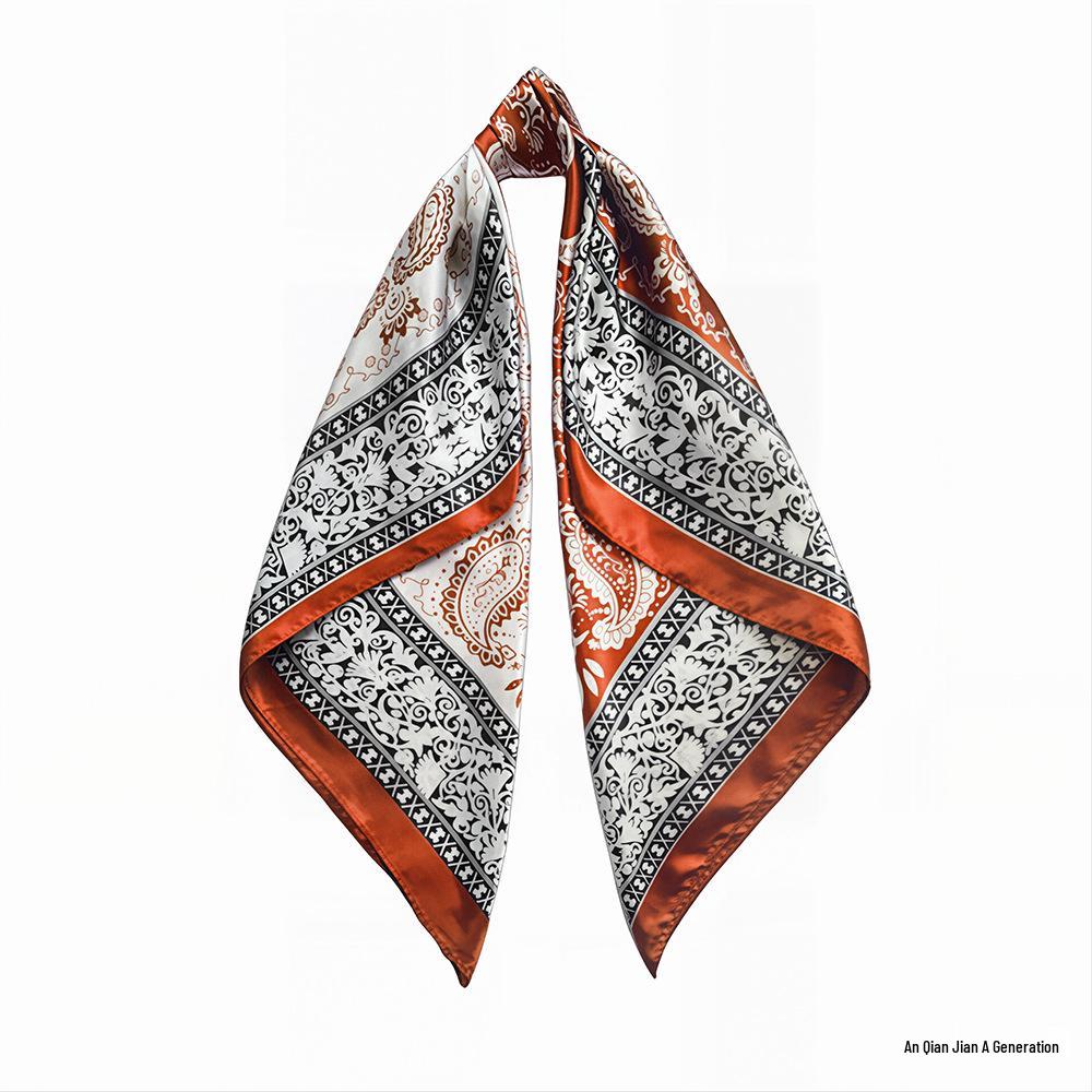 90cm Trendy Paisley Silk-Style Headscarf for Women - European American Design