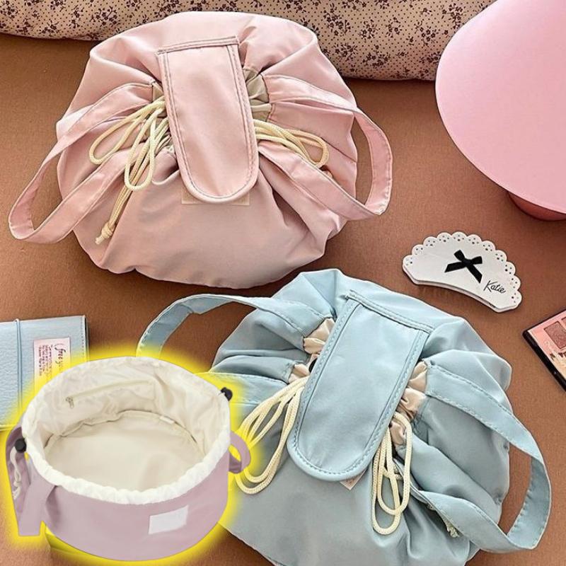 Drawstring Travel Cosmetic Bag Large Capacity Waterproof Portable Toiletry Organizer Bucket Bag Women Easypull String Shower Bag
