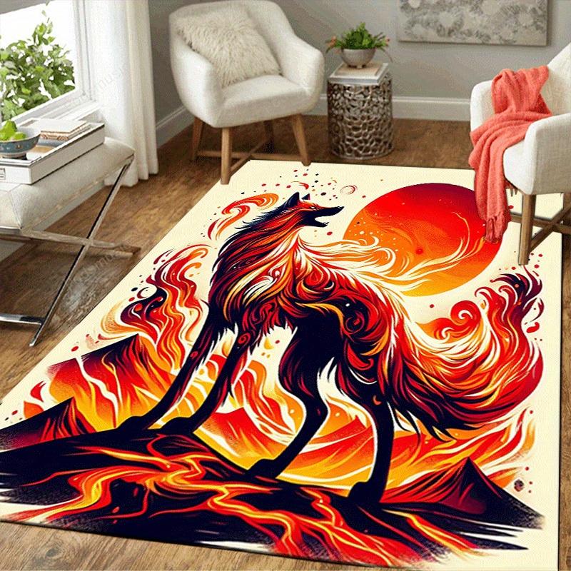 1pc Firefox Print, Design Indoor Area Rug, Soft, Anti-Slip, and Durable Gaming Room Decor for Bedroom, Living Room, and Exercise Rugs, Perfe