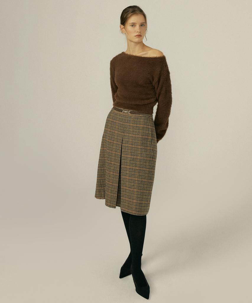 Otte French Check Wool Sk_Brown