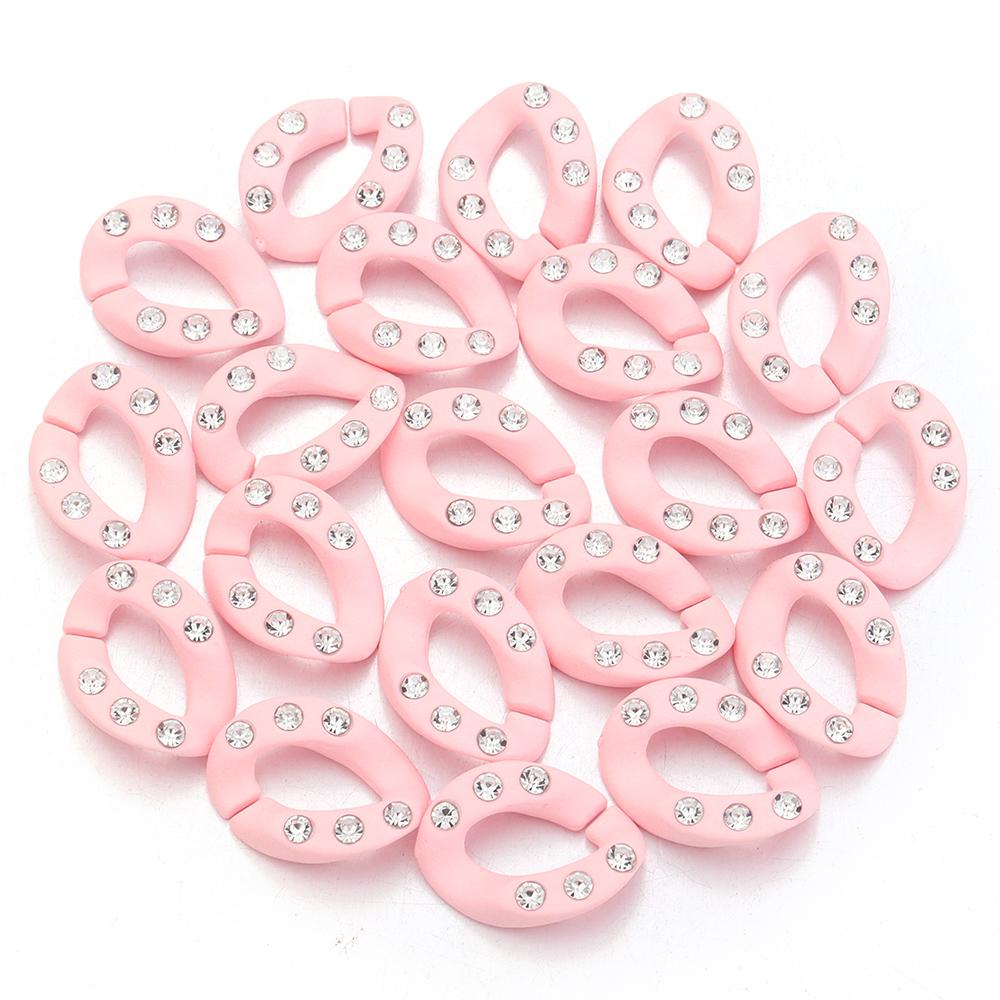 20pcs 19x14mm Acrylic Link Chain Clasp Colorful Open Buckle Beads Connector With Diamond For Jewelry Making Necklace Bag Chain