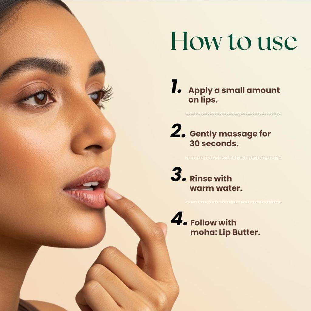 Moha Lip Scrub for Pigmented Lips with Shea Butter, Honey, Vitamin C & E 12gm Pack | Gently Exfoliates, Brightens & Restores Natural Lip Color