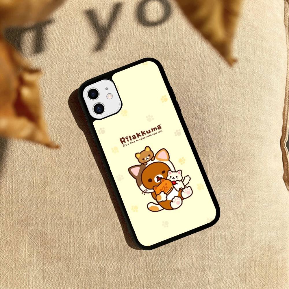 Rilakkuma Relaxed Bear For iPhone 17 16 Pro Max Air 15 14 13 12 Mini Plus 11 Hard PC+TPU Phone Back Cover