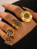 Minimalistische 18K PVD Goudkleurig Gecoate 304 Roestvrij Stalen Ringen Dikke Sieraden Hoge Kwaliteit Bedel Stijlvolle Boho Luipaard Gouden Sieraden