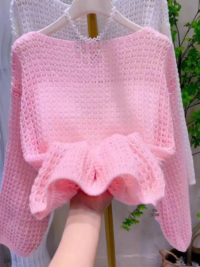 Women's Lightweight Sheer Knit Cardigan - Loose Fit, Long Sleeve, Sun Protection for Spring/Summer
