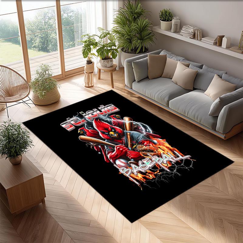 St Louis Baseball Printed Flannel Area Rug Non Slip Soft Polyester Floor Carpet Indoor Decor Mat for Bedroom Living Room Sofa