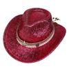 Glitzerndes Cowboyhut Unisex Westernstil Breiter Rand Fedora Hut für Party Festival Cosplay