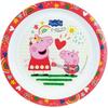 Lot vaisselle - FUN HOUSE - PEPPA PIG - 2 assiettes creuses Ø 22 cm, 2 verres 220 ml, gourde 350 ml, boîte à goûter et peluche 17 cm