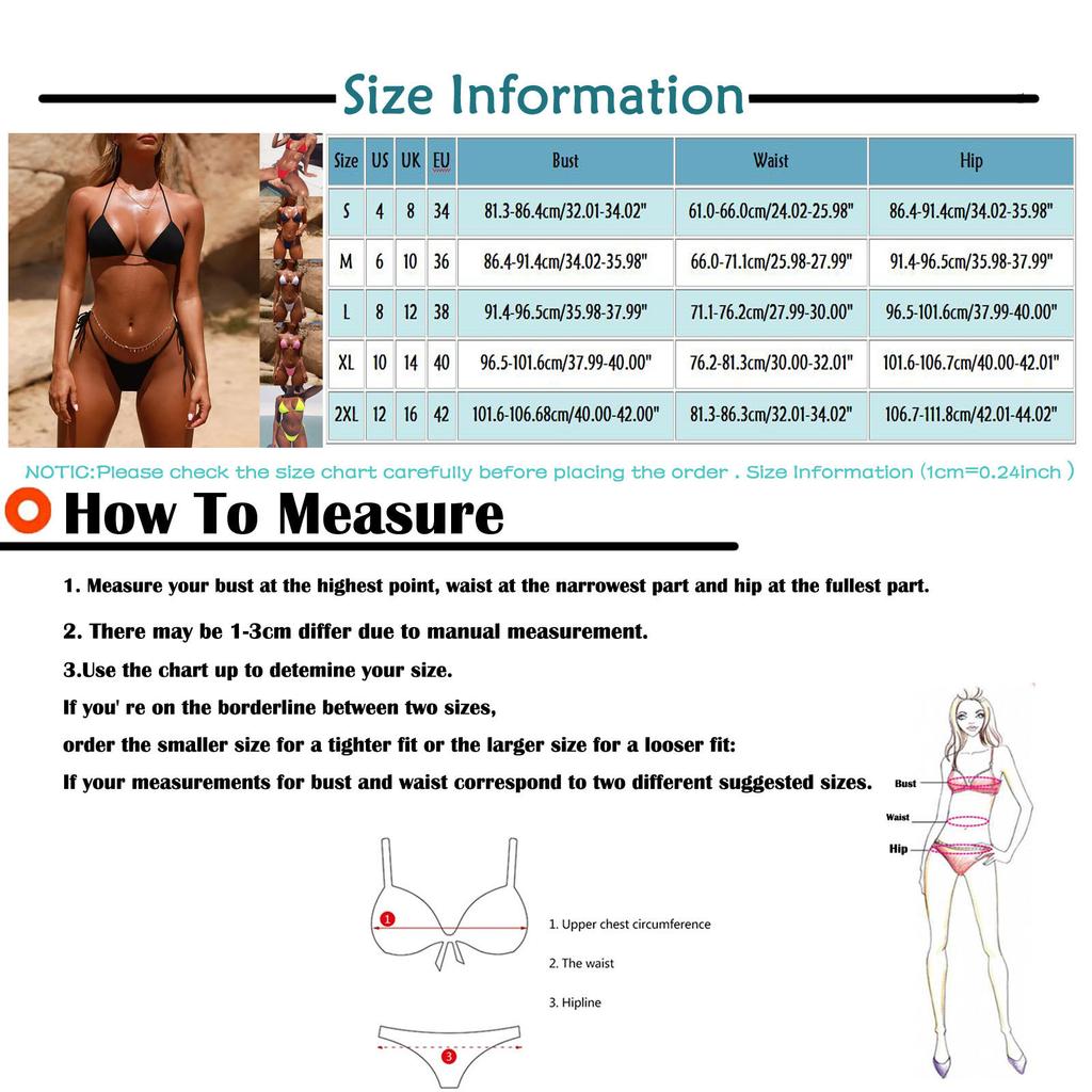 Women Two Piece Bikini Set Triangle Top and Tie Side Bottom Swimwear Adjustable Strings Beachwear Summer Bathing Suit