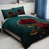3pcs Bedding Set Red Rose Bohemia Flora Print Cozy Duvet Cover Set King Queen Twin Single Size Birthday Gift Adult Bedroom Decor