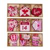 9Pcs Valentine Hangings Wood Holiday Decoration Love Flower Valentine Ornaments Valentine'S Day Decorative Love Envelope Pendant