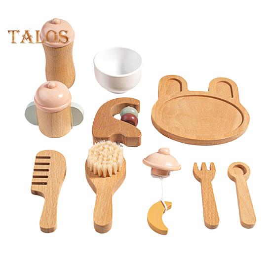 

Деревянный игровой набор «Послеобеденный чай» для девочек в возрасте 3, 4, 5, 6 лет, набор для приготовления пищи, реалистичное обучение жизненным навыкам, интерактивный игровой домик C