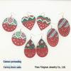 Red Hollow Spliced Creative Christmas Leather Dangle Earrings