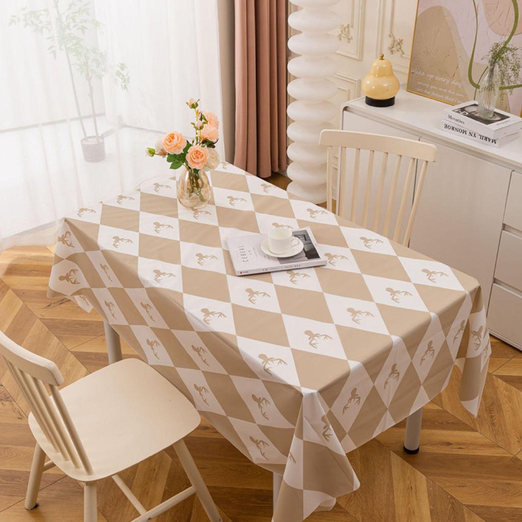 Waterproof & Stain-Resistant Plaid PEVA Tablecloth for Dining or Stall Use