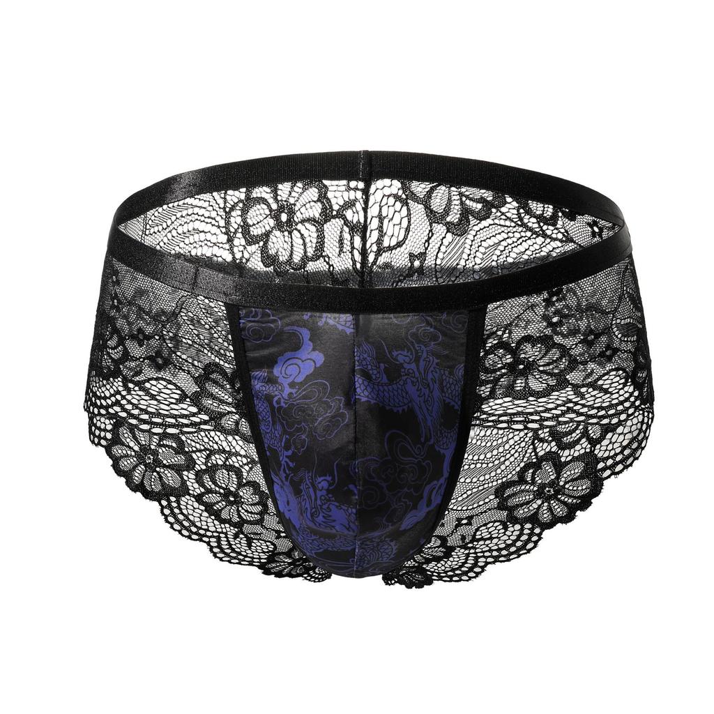 Men's sexy lace panties perspective boxers sexy hollow boxers bed seduction flirting underwear
