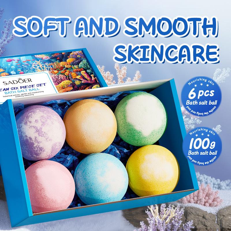 Ocean 6-piece Bath Salt Ball, Cleansing Body Fragrance Bath Salt Ball Skin Care Products