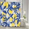 A Citrus Bliss Shower Curtain: Brighten Up Your Bathroom with This Vibrant Design Featuring Juicy Lemons, Deep Blue Leaves