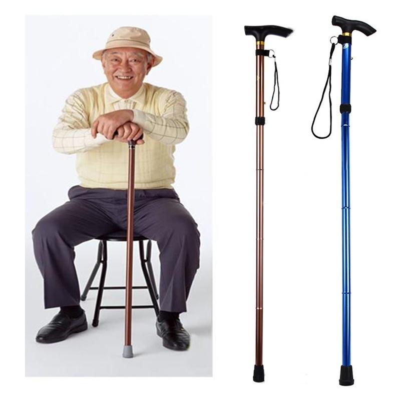 Folding Cane Aluminum Alloy Four Section Telescopic Non Slip Folding Cane Elderly Adjustable Cane Mountain Climbing Cane