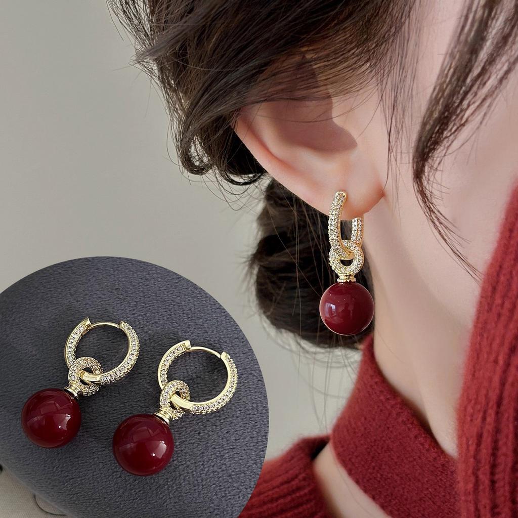 New Year's Wine Red Earrings