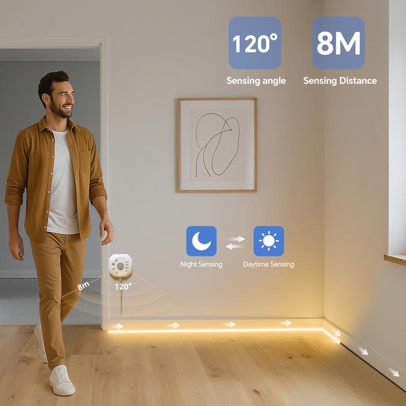 Running Water Flow Chasing LED Strip Lights 24V Motion Sensor Self-adhesive Tape Light For Stair Corridor Ceiling Room Decor