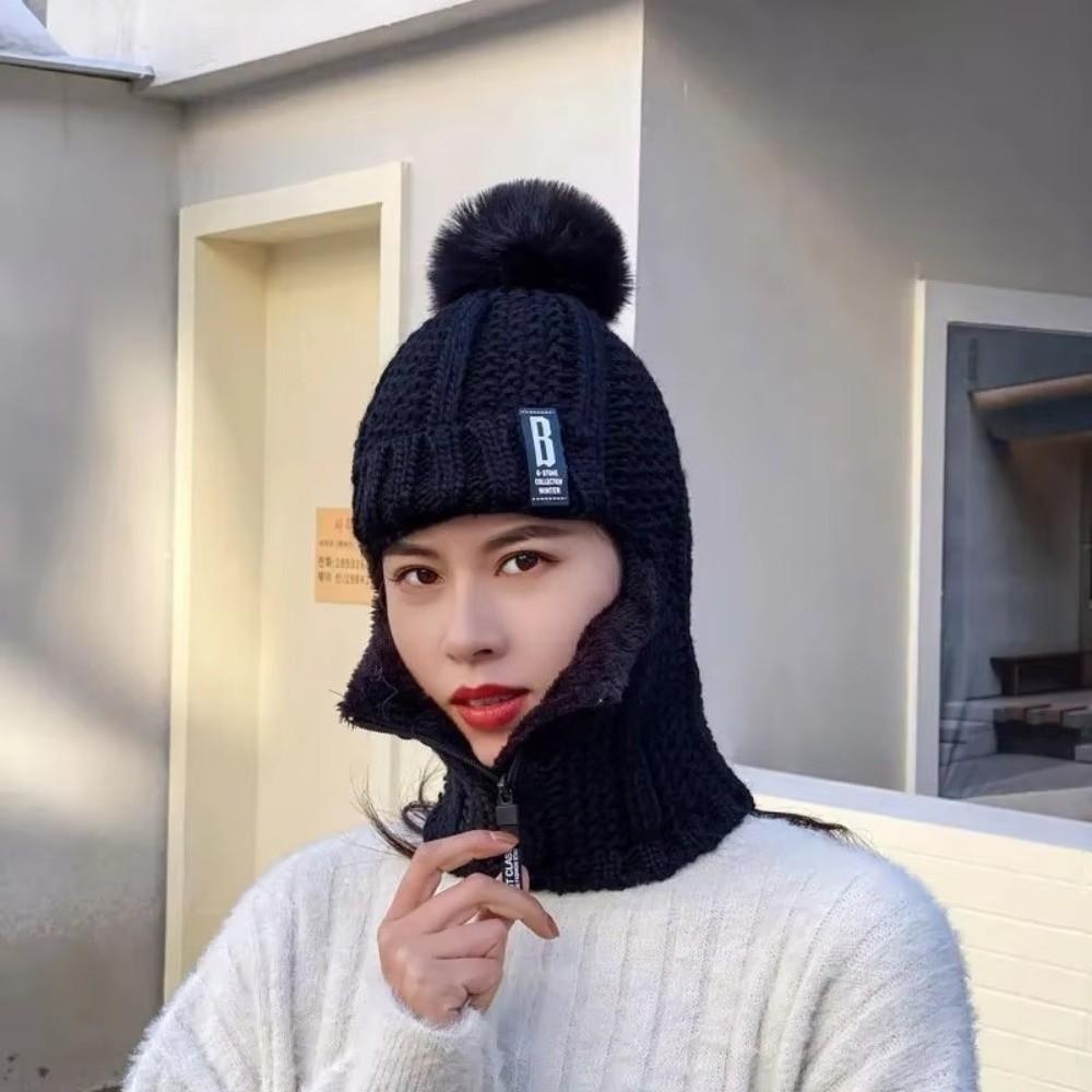 Thickened Beanies Cap Neck Warmer Ear Protection Hat Fashion Winter Hat Scarf Set  for Women