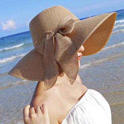 Beach hat shade summer straw hat big edge hat children foldable sun hat travel seaside versatile vacation
