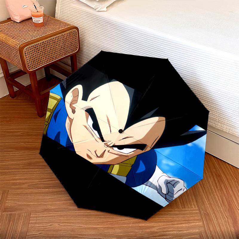 Vegeta Dragon Ball pattern, automatic folding umbrella, portable and foldable design, 8 ribs, a Christmas or birthday gift.